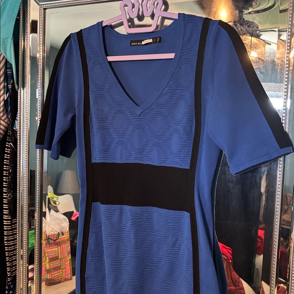 Blue and Black Women's Dress - Picture 2 of 3